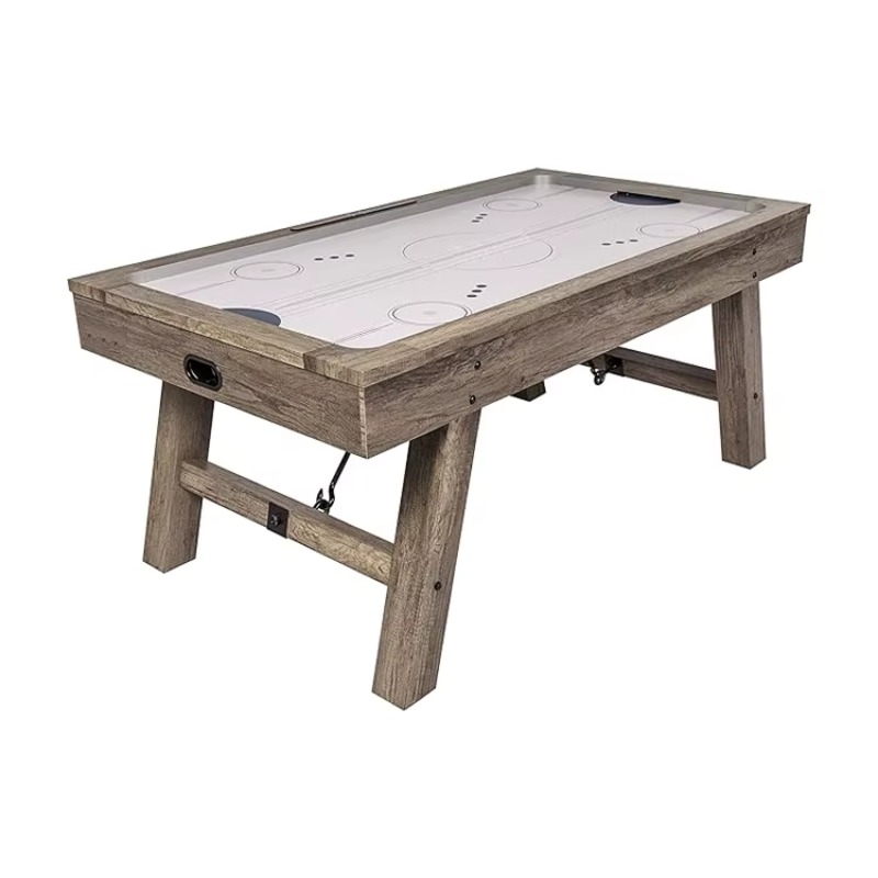 Air Hockey Table - โต๊ะฮอกกี้อากาศแบบดีไซน์ทันสมัยปี 2026 ผิวลายไม้แบบเรียบง่าย วัสดุเหล็ก สำหรับห้องเล่นเกม สำนักงาน