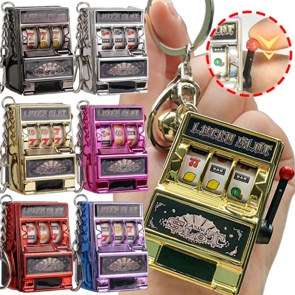 Fruit Slot Machine - พวงกุญแจคลายเครียดสไตล์เรโทร เกมหยอดเหรียญ ที่ใส่กุญแจ ตู้สล็อตผลไม้ขนาดเล็ก สำหรับเด็กและผู้ใหญ่
